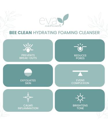 Eva Naturals Bee Clean Hydrating Foaming Cleanser - Gentle Daily Face Wash for Dry, Sensitive, and Acne Prone Skin - 6 Fl Oz - Buy Online on GoSupps.com