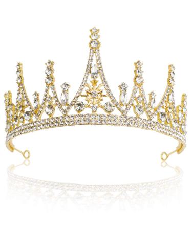 NODG Gold Tiaras for Women Bride Gold Crowns for Women Rhinestones Party Headbands Hair Jewelry Headwear Accessories for Women Halloween Cosplay Prom Costume Christmas
