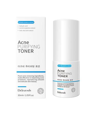 DEleventh Korean Brand Acne Purifying Toner 30ml / Naturally Extracted Plant Ingredients Anti-Acne Soothes Unclogs Pores Controls Oil and Maintain a Fresh Blemish-Free Complexion