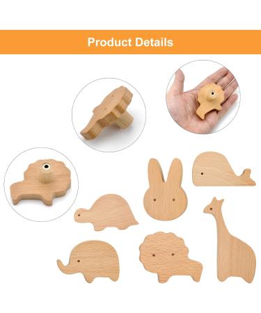 Briskore 6-Piece Animal Shape Wooden Cabinet Buttons for Children's Room - Elephant Drawer Handles & Furniture Knobs with Screws - Buy Online on GoSupps.com