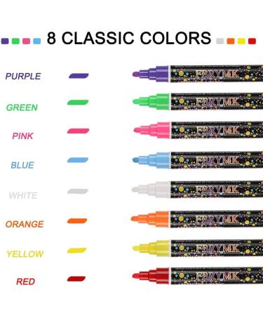 FBRYMK Liquid Chalk Markers - 8 Vibrant Colors, Erasable, Reversible Tip | For Chalkboard, Mirror, Car Window, Bistro Board & More - Buy Online on GoSupps.com