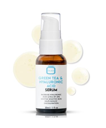 Omic Green Tea & Hyaluronic Acid Serum for Face 1 fl oz / 30 ml - Acne Spot Remover Reduce Wrinkles Helps to Hydrayein Skin Anti-aging Serum