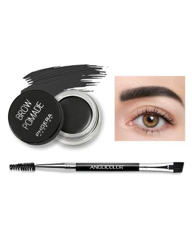 PHOERA 6 Colors Brow Pomade Eyebrow Pomade Gel Eyebrow Cream Highly Pigmented Eyebrow Gel For Eye Brow MakeUp Brow Color Versatile Defines Sculpts Shades Contours(06 JET BLACK)
