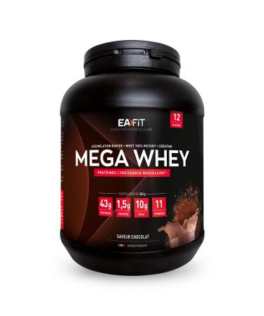 Eafit EAFIT Mega Whey - Chocolate 750 g - Muscle Growth - Whey Protein - Fast Assimilation - Whey 100% Instant - BCAAs - Creatine - Certified Anti-Doping