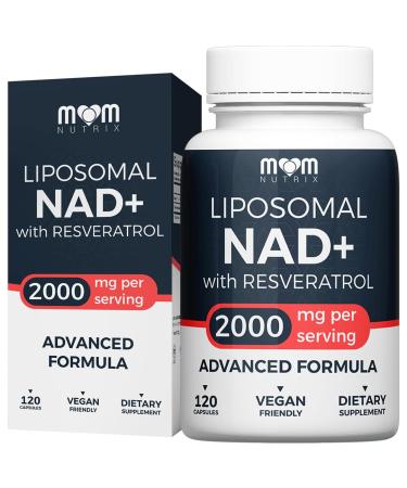MOM NUTRIX Liposomal NAD Supplement with Resveratrol - High Purity NAD Plus 2000 mg 120 Capsules Made in The USA - NMN Alternative