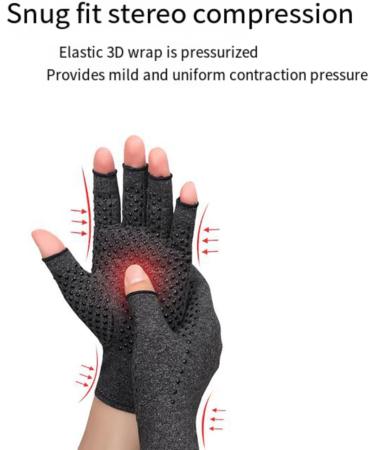Arthritis Compression Gloves for Pain Relief - Non-Slip Fingerless Design for Men & Women - Large Gray Pair - Buy Online on GoSupps.com