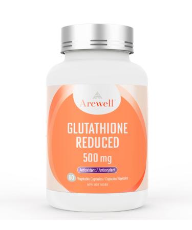 Arcwell Glutathione (Reduced) 500 mg - 60 Vegetable Capsules - Supports Immune System | Potent Intracellular Antioxidant