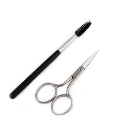 REFINE - Italy Eyebrow Scissors with Wooden Handle Spoolie Grooming Kit