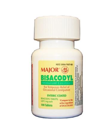 Major Bisacodyl Enteric Coated Tablets 5mg 100 Count Per Bottle (4 Pack)