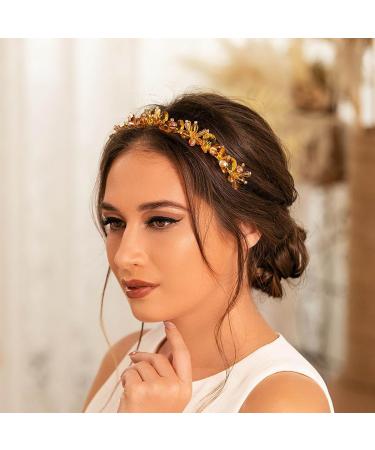 IYOU Vintage Crystal Headbands Gold Rhinestone Hair Bands Beads Bridal Wedding Hair Accessories for Women - Buy Online on GoSupps.com
