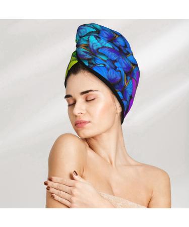Multicolored Butterflies Microfiber Hair Towel - Super Absorbent Quick Dry Hair Wrap for Long Curly Thick Hair | Coral Velvet for Women - Buy Online on GoSupps.com