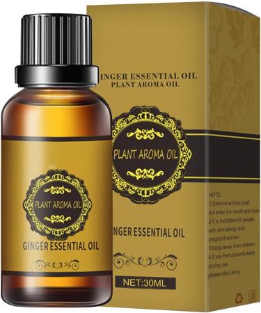 NQNFWCRJ Ginger Oil for Belly Drainage, Ginger Oil for Lymphatic Drainage, Ginger Oil for Abdominal Drainage, Natural Ginger Essential Oil