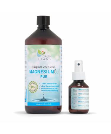 Zechstein Magnesium Oil PURE - Set of 1000 ml natural brine + 100 ml spray bottle in brown bottles 1 000 ml in brown bottle - Buy Online on GoSupps.com