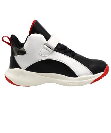 HSNA Basketball Shoes for Kids - Velcro Sports Shoes Boys Size 30-40 (36 EU) Black Red | International Shipping Available - Buy Online on GoSupps.com