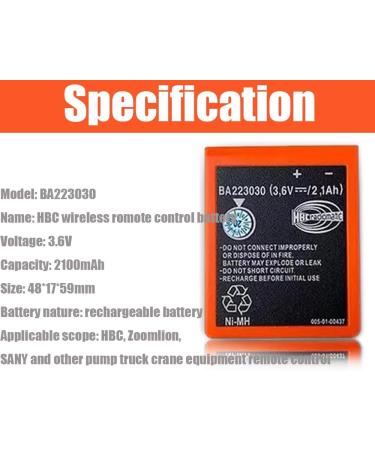 Buy 3.6V 2100mAh BA223030 HBC Rechargeable Battery for Crane Remote Control - International Shipping Available - Buy Online on GoSupps.com