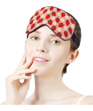 Buy Strawberry Fruit & Flowers Sleep Mask for Women | Adjustable Eye Shades with Elastic Strap - Perfect Sleep Accessories - Buy Online on GoSupps.com