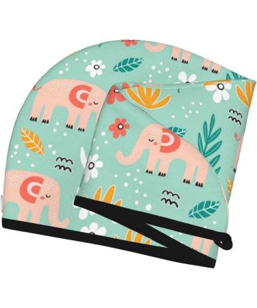 Elephant & Flowers Microfiber Hair Towel - Super Absorbent Coral Velvet Wrap for Long Curly & Thick Hair - Buy Online on GoSupps.com