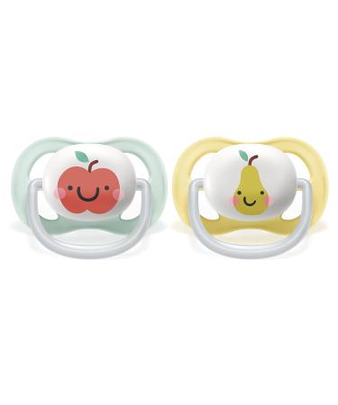 Philips Avent Ultra Air Pacifier 2 Pack | BPA-Free & Breathable for Babies 0-6 Months | Includes Sterilization Box - Apple/Pear (SCF080/17) - Buy Online on GoSupps.com