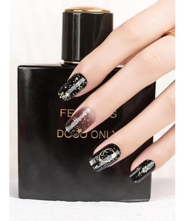 TOROKOM Black Moon Star Gel Nail Strips - 20 Stickers with Nail File Stick and Sealing Strip - Buy Online on GoSupps.com