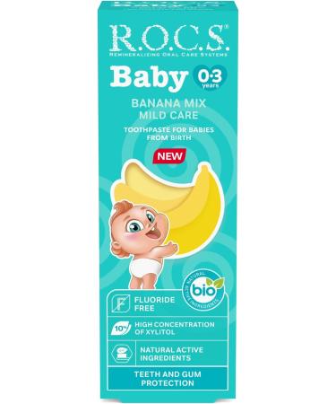R.O.C.S. Baby Banana Mix - Natural Fluoride-Free Toothpaste for Babies - Vegan & Safe to Swallow - Buy Online on GoSupps.com