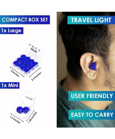 NECTUR 7 Pair Reusable Silicone Ear Plugs for Sleeping and Noise Cancelling - 22 DB NRR, Waterproof & Moldable - Ideal for Work, Concerts, Swimming, Mowing - Blue (0.6) - Buy Online on GoSupps.com