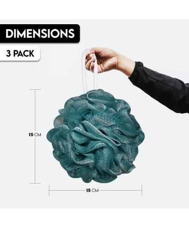 Exessco Shower Puff Loofah 3Pcs Mesh Body Puff 75g/PCS Large and Extra Soft Body Exfoliating Bath Sponge Shower Scrunchie for Scrubbing - Shower Sponge for Men and Women (Multicolor Pack of 3) - Buy Online on GoSupps.com