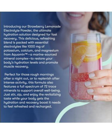 Flyby Electrolytes Powder No Added Sugar: Naturally Sweetened Contains Potassium Aquamin Calcium & Magnesium Sea Salt Sodium Full Spectrum 72 Trace Minerals - Strawberry Lemonade Strawberry - Powder 30 Days Supply - Buy Online on GoSupps.com