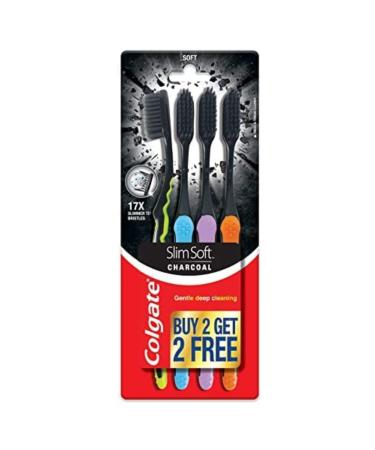 Colgate Slim Soft Charcoal Toothbrush 17x Slimmer Soft Tip Bristles (Buy 2 Get 2)