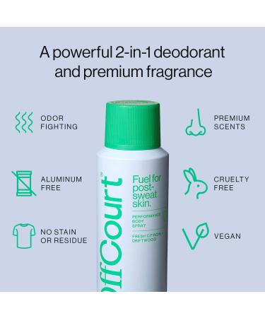 OffCourt - Natural Deodorant Body Spray for Men and Women - Aluminum Free - Whole Body Deodorant for Women and Men - Fresh Citrus and Driftwood Scent 3.4 Ounce (Pack of 3) Fresh Citron + Driftwood 3.4 Ounce (Pack of 3) - Buy Online on GoSupps.com