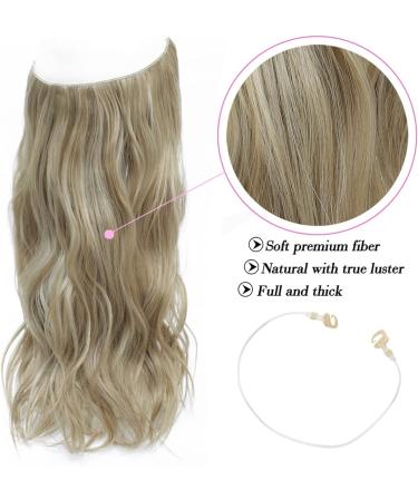 Invisible Wire Wavy Hair Extensions 20 Inch Mix Ash Blonde - Synthetic Hair Pieces for Women - Buy Online on GoSupps.com