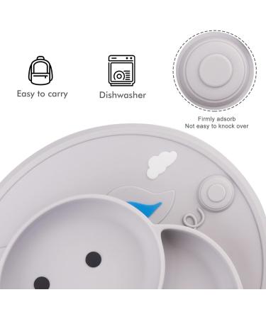 Baby Silicone Plate - Toddler Suction Mini Plate Placemat for Self Feeding - BPA Free - Gray - Buy Online on GoSupps.com