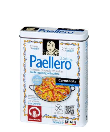 Carmencita. Paellero Paella Seasoning with Saffron (5 sackets) in metallic Tin. 20g (0.71oz)