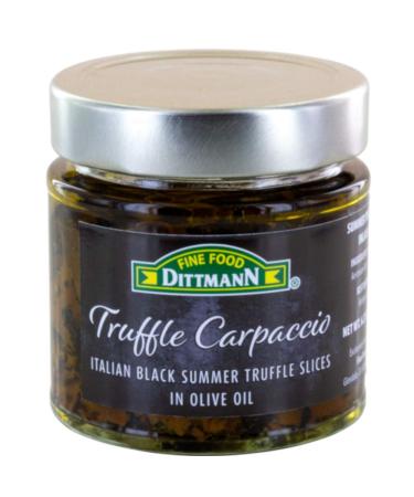 100% Italian Black Summer Truffle Carpaccio (6.35 Oz) - Thin Shaved Truffle Slices (Tuber Aestivum) in Olive Oil - Gourmet Ready to Eat Truffles