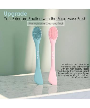 Rampula 2-in-1 Silicone Face Cleaning Brush & Mask Applicator | Peeling Makeup Removal Exfoliating Scrubber in Eucalyptus Green & Pink - Perfect for All Skin Types - Buy Online on GoSupps.com