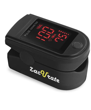 Zacurate Pro Series 500DL Fingertip Pulse Oximeter Blood Oxygen Saturation Monitor with silicon cover, batteries and lanyard (Mystic Black)