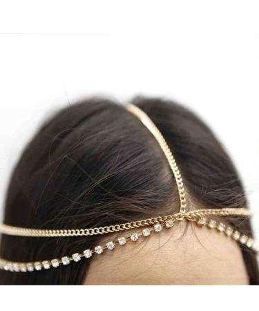 Barode Boho Layered Head Chains - Sparkling Rhinestone Fashion Headband for Women and Girls in Gold - Buy Online on GoSupps.com