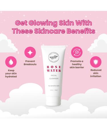 Rose Water Facial Cleanser - Unscented Daily Face Wash for Sensitive Skin | Vegan Cruelty-Free All Natural Formula to Prevent Breakouts & Reduce Irritation - Buy Online on GoSupps.com