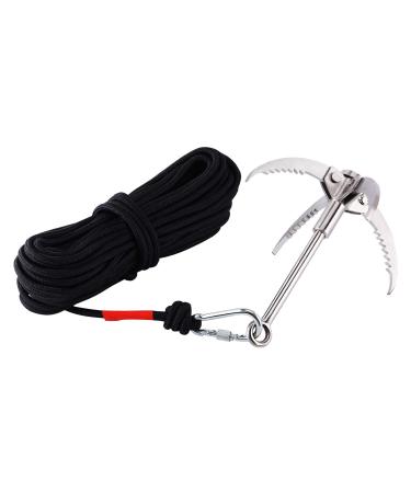 Ant Mag Grappling Hook Stainless Steel Claw Carabiner for Fishing & Retrieval for Outdoor Activity and Salvage Underwater 4 Claw with Rope