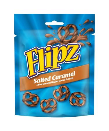 Flipz Salted Caramel Coated Pretzels 90g - Chocolate Drizzle Crunchy Snack (Pack Of 6)