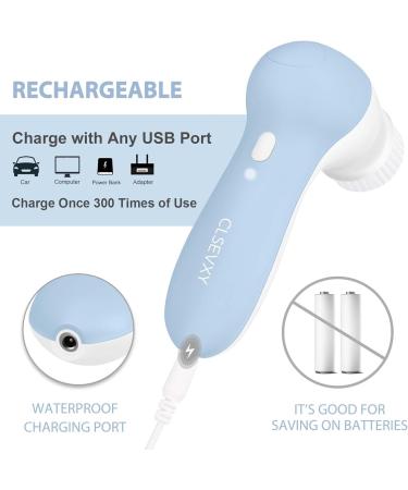 Rechargeable Facial Cleansing Spin Brush Set - 7 Exfoliating Heads | CLSEVXY Spa System for Gentle Microdermabrasion & Deep Cleansing - Buy Online on GoSupps.com