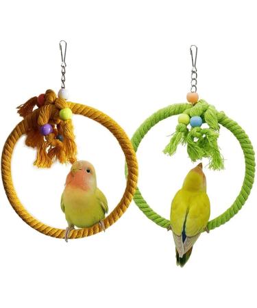2 PCS Kuivoo Bird Swing Cotton Rope Ring Bird Parrot Perches for Cage Cage Hanging Bite Resistance Toys Bird Stand Soft Ring Bed for Budgie Cockatiel Canary Parakeet Love-bird Conures Medium - Buy Online on GoSupps.com