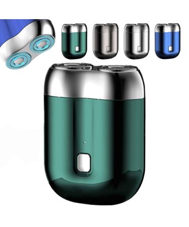 2024 New Upgrade Pocket Shaver USB Mini Shavers for Men IPX6 Waterproof Compact Electric Shaver Electric Mini Portable Razor Double Head Razor for Home Car Travel (Green)