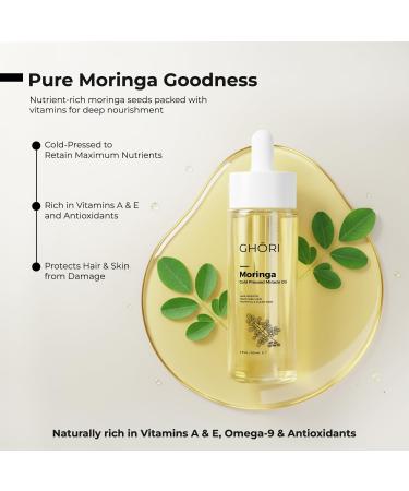 Moringa Cold Pressed Miracle Oil | Hair Growth | Frizz Control | Clear Skin | Rich in Antioxidants & Vitamins | 2 fl oz / 59ml Moringa Oil - Buy Online on GoSupps.com