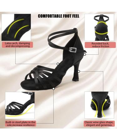 RUYBOZRY Latin Dance Shoes for Women - Satin Standard Model 802QB - 8.5cm Heel Size 36 EU - Black - International Shipping Available - Buy Online on GoSupps.com