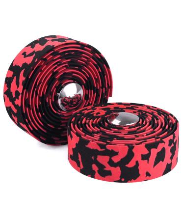 KINGOU Camouflage EVA Road Bike Handlebar Tape Bar Wraps - 2PCS Per Set black&red