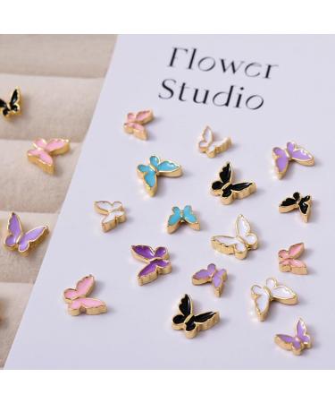 FEIlei 5Piece Colorful Metal Butterfly Nail Decoration Butterfly Charm for DIY Manicure - Buy Online on GoSupps.com