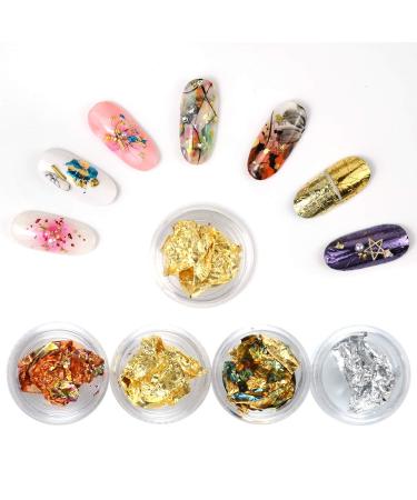 Nail Art Glitter Decoration Set - 24 Boxes Nail Foil Rose Gold Silver Paillette Flake Sequins for 3D Nail Design - Buy Online on GoSupps.com