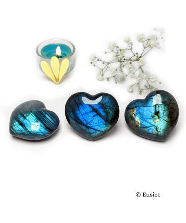 Eusice Heart Labradorite | Natural Stone Well-being Crystal for Lithotherapy & Meditation | Handmade Chakra Healing 40mm-55mm - Buy Online on GoSupps.com