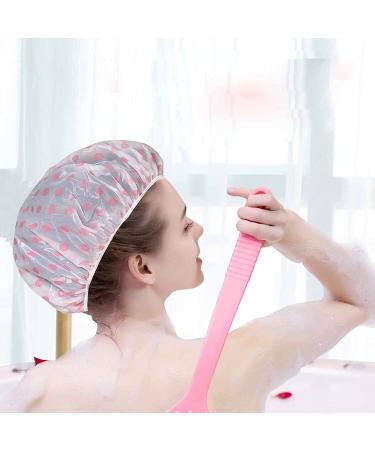Waterproof EVA Plastic Shower Caps - Set of 3 Polka Dot Pattern Bath Caps for Women - Reusable Elastic Hair Protection - Buy Online on GoSupps.com