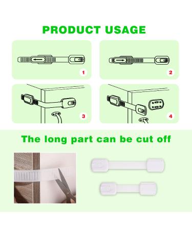Child Safety Cabinet Locks - Baby Proofing Latches for Cabinets, Drawers, Cupboards, Fridge, Toilet - 8 Pack White & Black - Buy Online on GoSupps.com